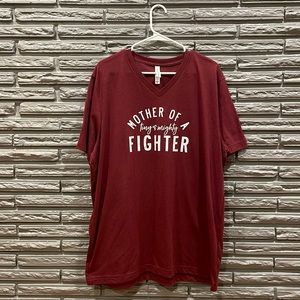 Mother of a Tiny & Mighty Fighter Graphic T Shirt Maroon Heather New WO Tags